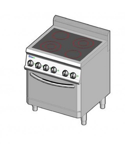Masina de gatit electrica cu vitroceramica, cuptor electric ventilat GN2/1